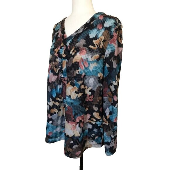 NORTHERN REFLECTIONS Long Sleeve Top Cozy Soft Multicolored Size XXL Petite - Picture 4 of 7